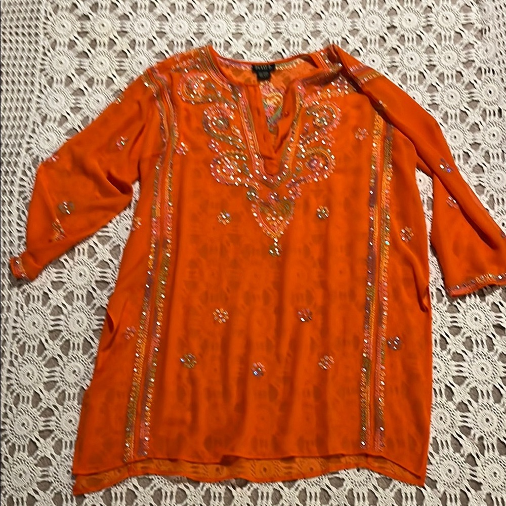 Embellished Orange Women's Top